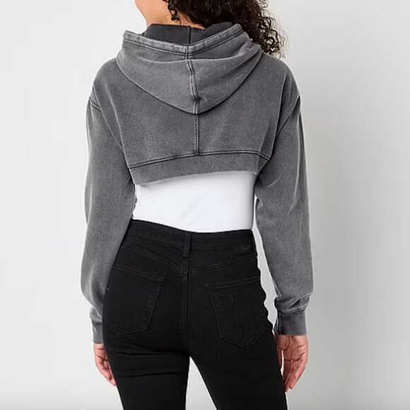 Arizona Womens Long Sleeve Fleece Hoodie, Black Sz XXL - Picture 2 of 3